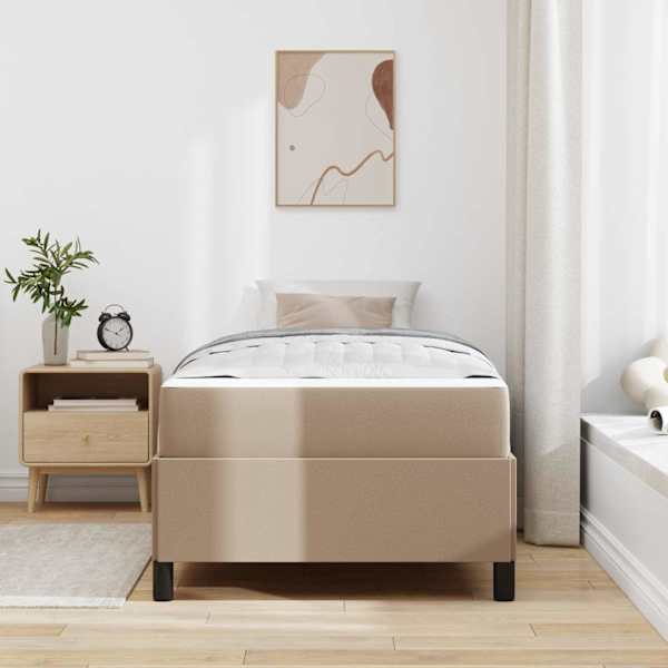 Voodiraam koos madratsiga, cappuccino, 90 × 190 cm, kangas — mudel 3398978