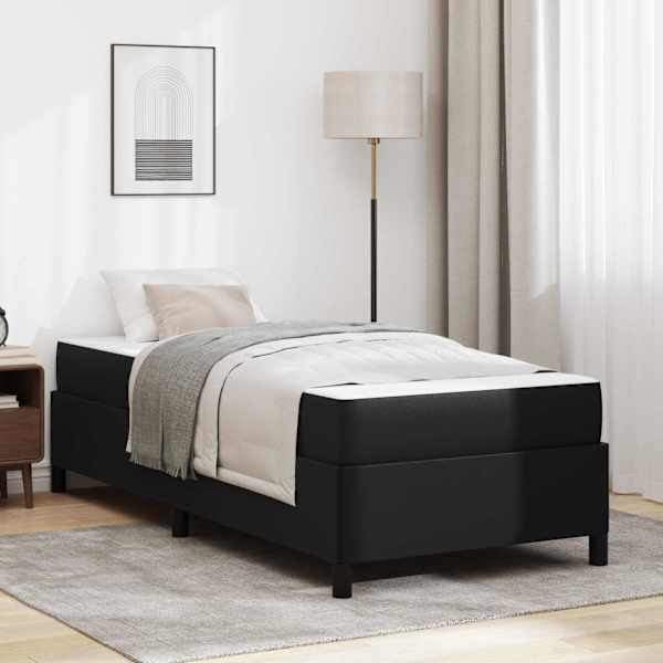 Voodiraam koos madratsiga, must, 90 × 200 cm, kangas — mudel 3398979