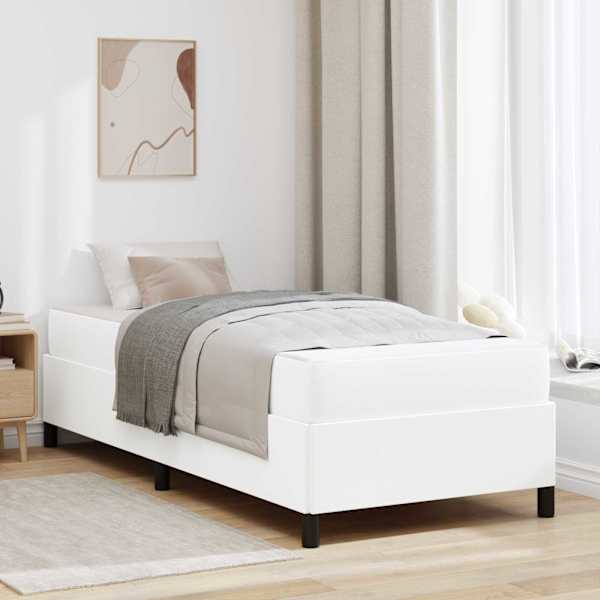 Voodiraam koos madratsiga, valge, 100 × 200 cm, kangas — mudel 3398985