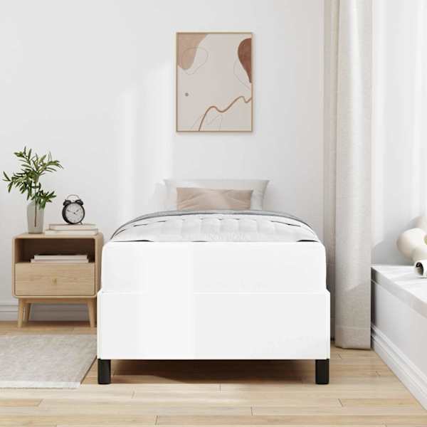 Voodiraam koos madratsiga, valge, 100 × 200 cm, kangas — mudel 3398985