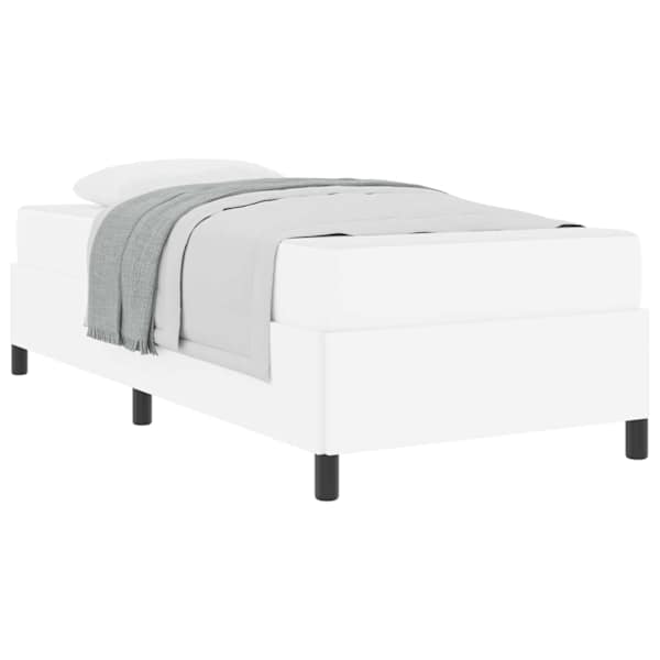 Voodiraam koos madratsiga, valge, 100 × 200 cm, kangas — mudel 3398985