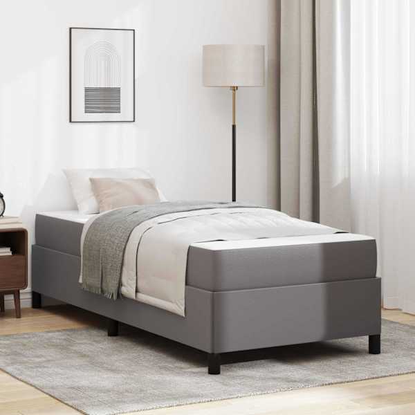 Voodiraam koos madratsiga, hall, 100 × 200 cm, kangas — mudel 3398987
