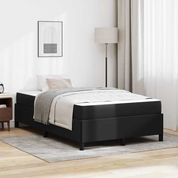 Voodiraam koos madratsiga, must, 120 × 190 cm, kangas — mudel 3398989