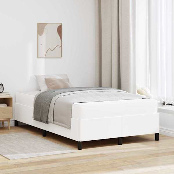 Voodiraam koos madratsiga, valge, 120 × 190 cm, kangas — mudel 3398990