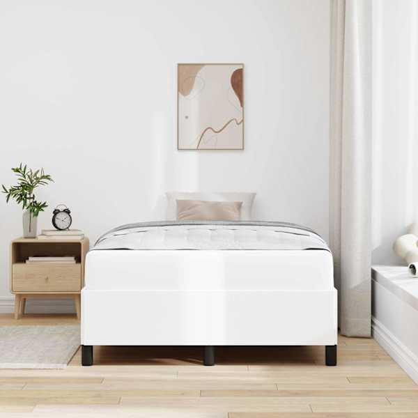 Voodiraam koos madratsiga, valge, 120 × 190 cm, kangas — mudel 3398990