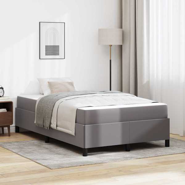 Voodiraam koos madratsiga, hall, 120 × 190 cm, kangas — mudel 3398992