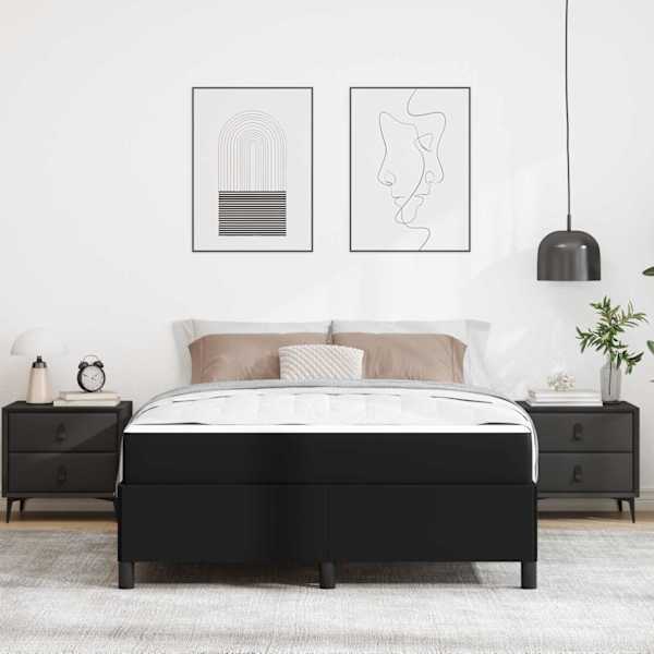 Voodiraam koos madratsiga, must, 140 × 190 cm, kangas — mudel 3398999