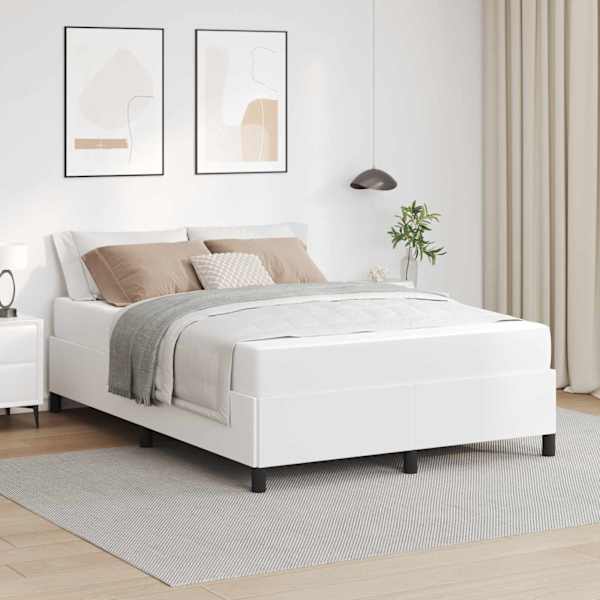 Voodiraam koos madratsiga, valge, 140 × 190 cm, kangas — mudel 3399000