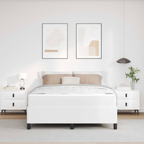 Voodiraam koos madratsiga, valge, 140 × 190 cm, kangas — mudel 3399000
