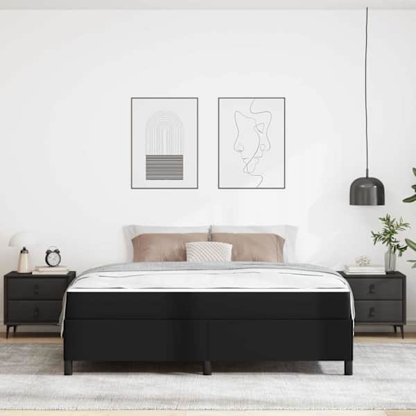 Voodiraam koos madratsiga, must, 180 × 200 cm, kangas — mudel 3399014