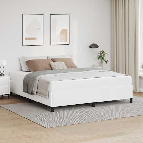 Voodiraam koos madratsiga, valge, 180 × 200 cm, kangas — mudel 3399015