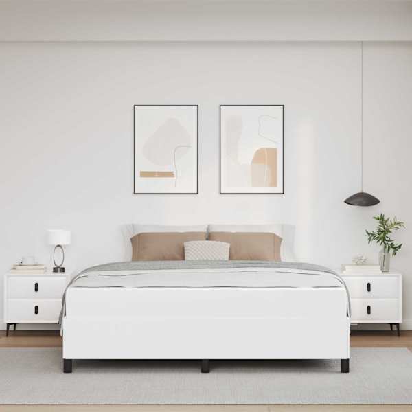 Voodiraam koos madratsiga, valge, 180 × 200 cm, kangas — mudel 3399015
