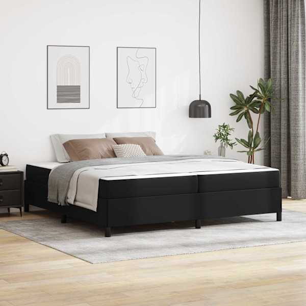 Voodiraam koos 2 madratsiga, must, 200 × 200 cm, kangas — mudel 3399019