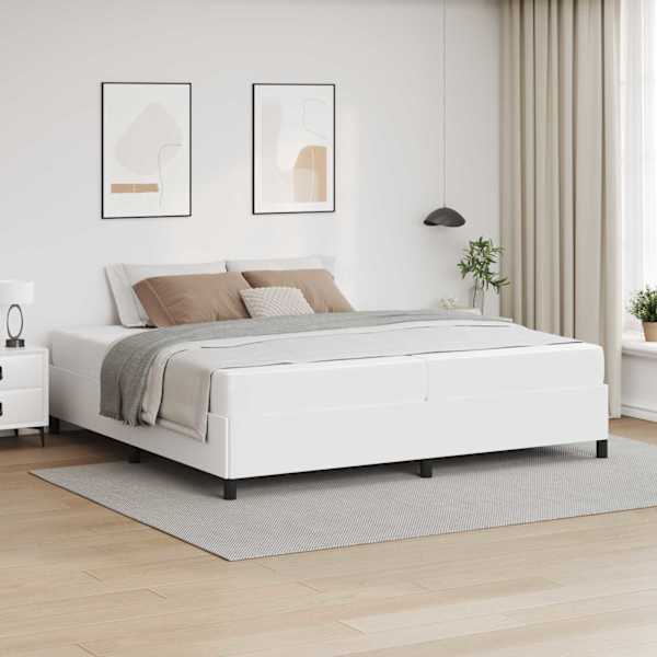 Voodiraam koos 2 madratsiga, valge, 200 × 200 cm, kangas — mudel 3399020