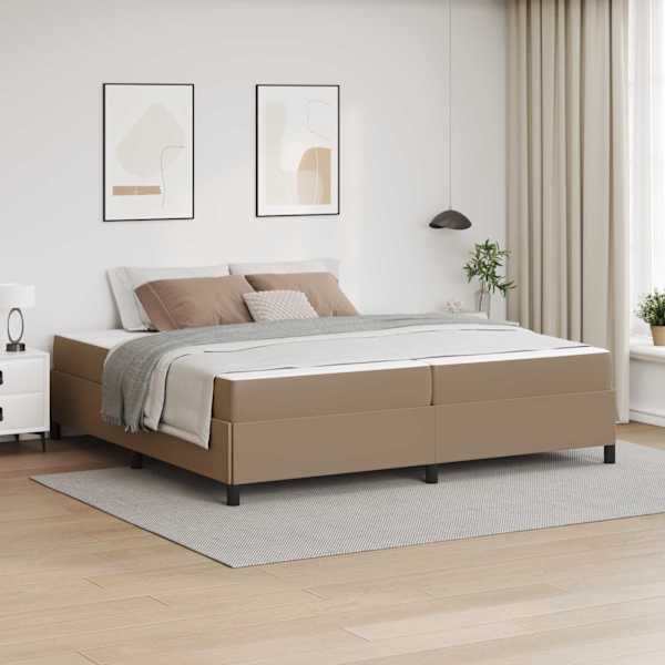 Voodiraam koos 2 madratsiga, cappuccino, 200 × 200 cm, kangas — mudel 3399023