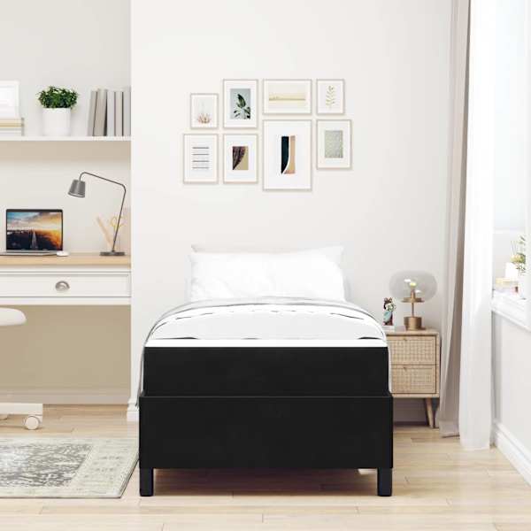 Voodiraam koos madratsiga, must, 90 × 200 cm, kangas — mudel 3399038