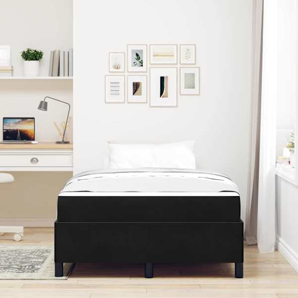 Voodiraam koos madratsiga, must, 120 × 190 cm, kangas — mudel 3399050