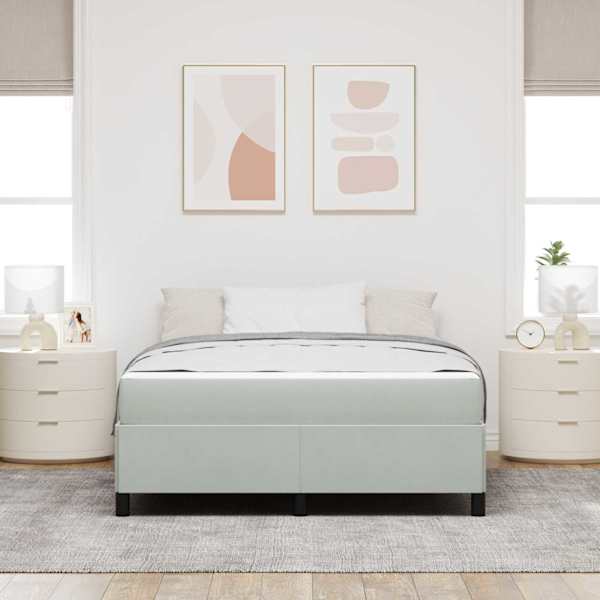 Voodiraam koos madratsiga, helehall, 140 × 190 cm, kangas — mudel 3399060
