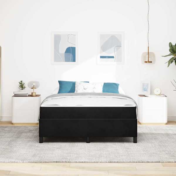 Voodiraam koos madratsiga, must, 140 × 190 cm, kangas — mudel 3399062