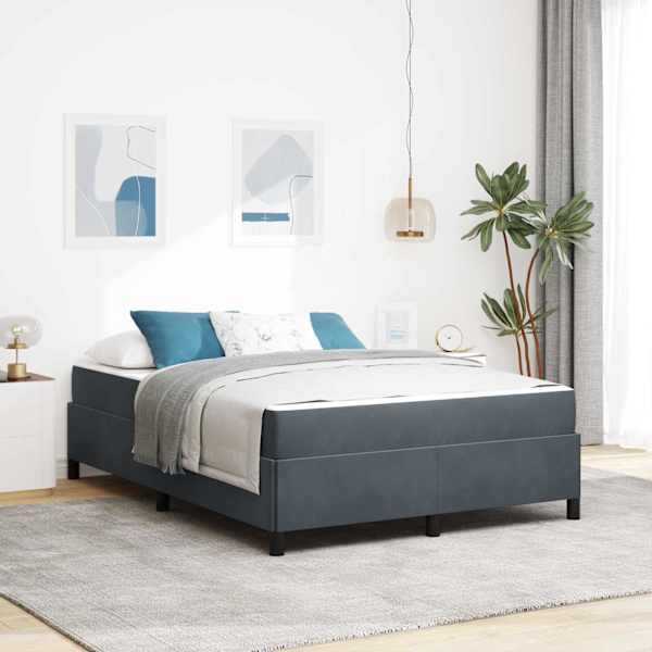 Voodiraam koos madratsiga, tumehall, 140 × 200 cm, kangas — mudel 3399067