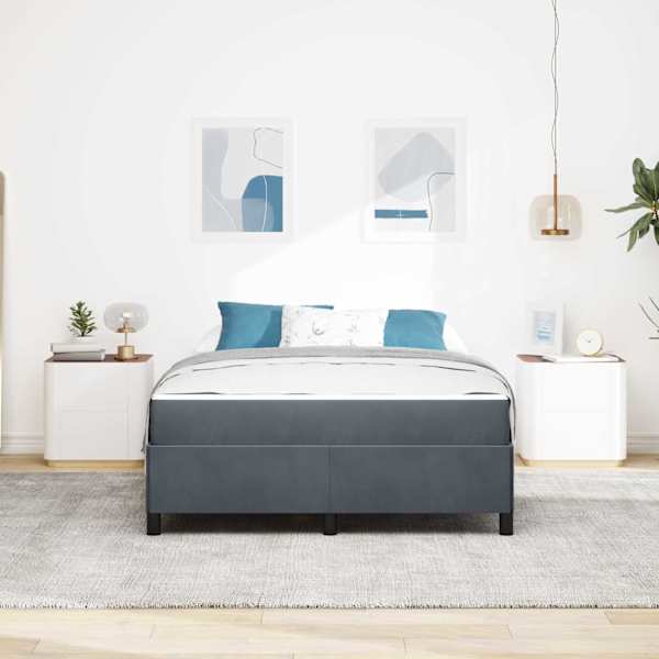 Voodiraam koos madratsiga, tumehall, 140 × 200 cm, kangas — mudel 3399067