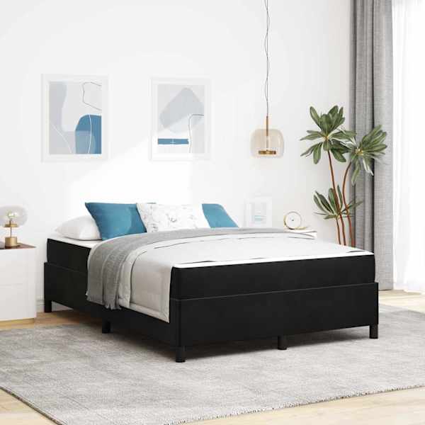 Voodiraam koos madratsiga, must, 160 × 200 cm, kangas — mudel 3399074