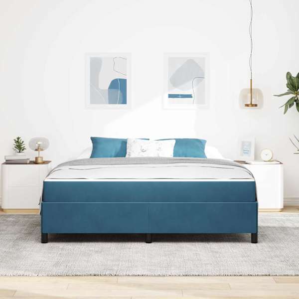 Voodiraam koos madratsiga, tumesinine, 180 × 200 cm, kangas — mudel 3399082