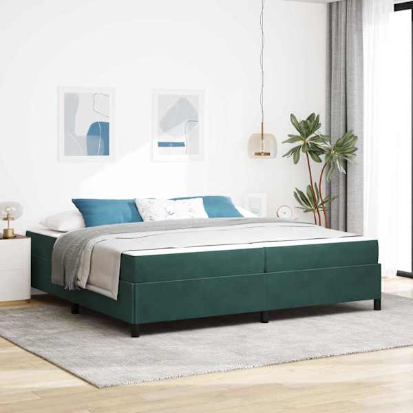 Voodiraam koos 2 madratsiga, tumeroheline, 200 × 200 cm, kangas — mudel 3399087