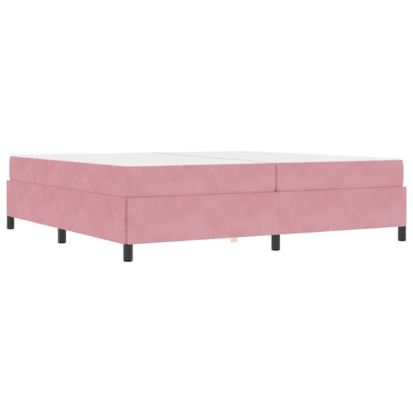 Voodiraam koos 2 madratsiga, roosa, 200 × 200 cm, kangas — mudel 3399089