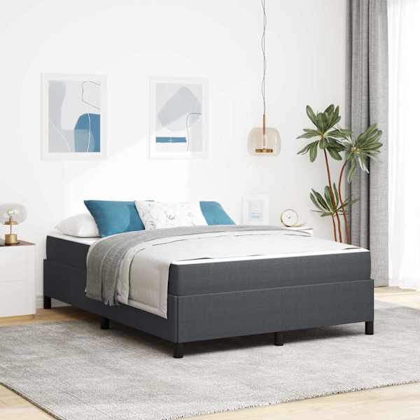 Voodiraam koos madratsiga, tumehall, 140 × 200 cm, kangas — mudel 3399126