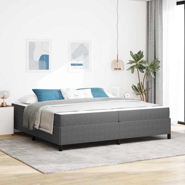 Voodiraam koos madratsiga, helehall, 200 × 200 cm, kangas — mudel 3399140