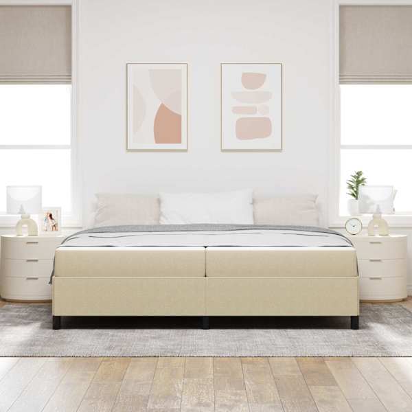 Voodiraam koos 2 madratsiga, hele roheline hall, 200 × 200 cm, kangas — mudel 3399144