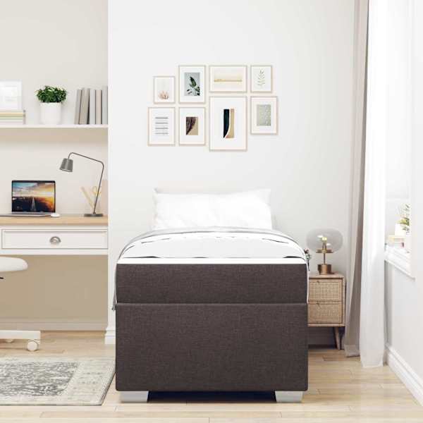 Voodiraam koos madratsiga, tumepruun, 90 × 200 cm, kangas — mudel 3399162