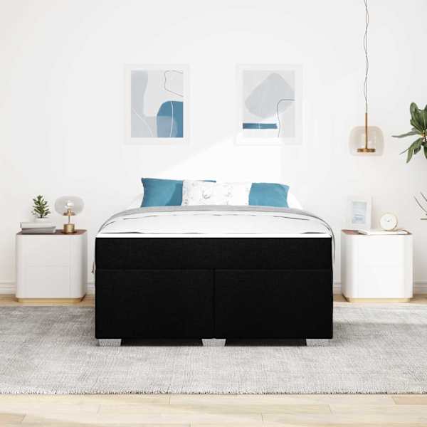 Voodiraam koos madratsiga, must, 140 × 200 cm, kangas — mudel 3399189