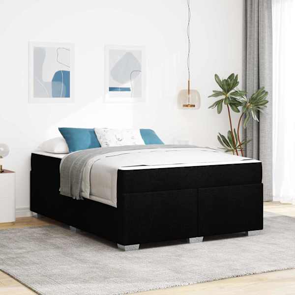 Voodiraam koos madratsiga, must, 160 × 200 cm, kangas — mudel 3399196