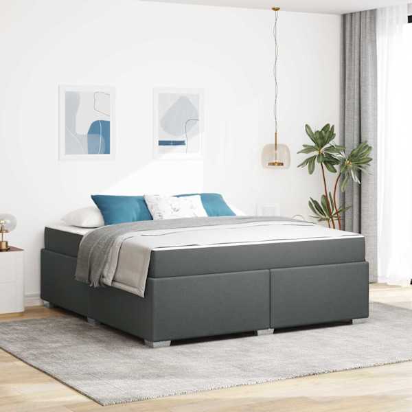 Voodiraam koos madratsiga, tumehall, 180 × 200 cm, kangas — mudel 3399202