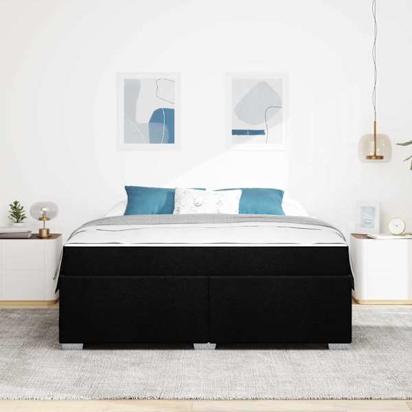 Voodiraam koos madratsiga, must, 180 × 200 cm, kangas — mudel 3399203