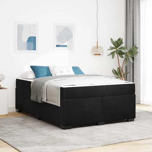 Voodiraam koos madratsiga, must, 160 × 200 cm, kangas — mudel 3399298