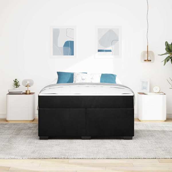 Voodiraam koos madratsiga, must, 160 × 200 cm, kangas — mudel 3399298