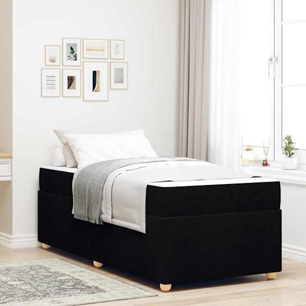 Voodiraam koos madratsiga, must, 100 × 200 cm, kangas — mudel 3399337