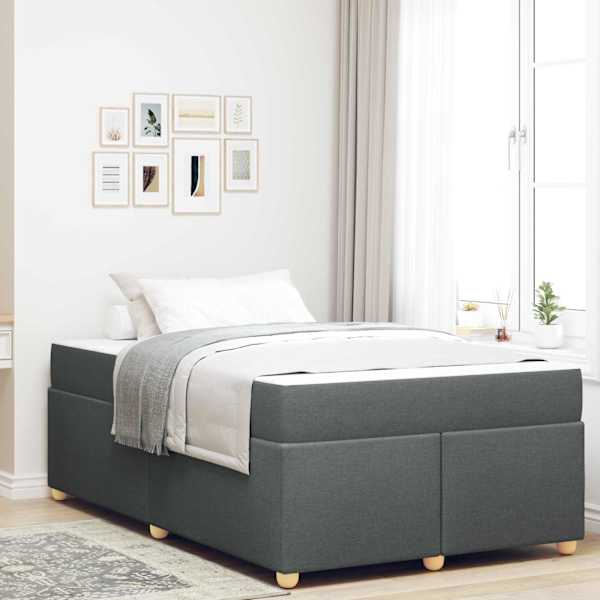 Voodiraam koos madratsiga, tumehall, 120 × 190 cm, kangas — mudel 3399343