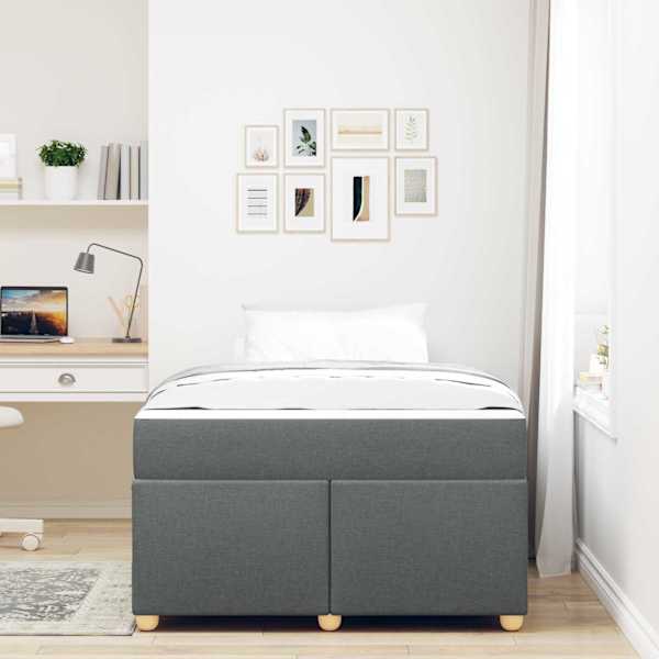 Voodiraam koos madratsiga, tumehall, 120 × 190 cm, kangas — mudel 3399343
