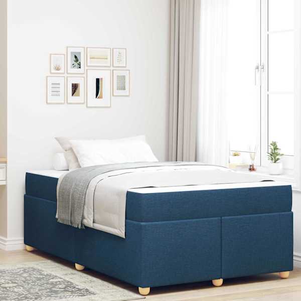 Voodiraam koos madratsiga, sinine, 120 × 190 cm, kangas — mudel 3399348