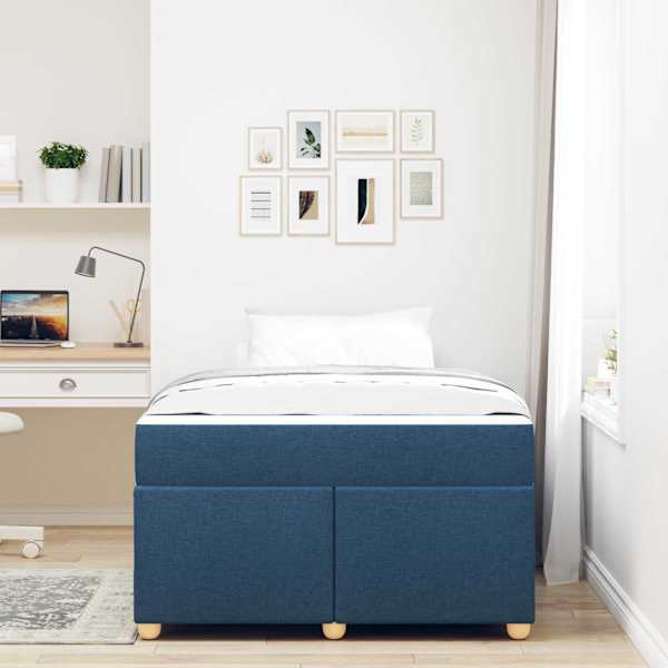 Voodiraam koos madratsiga, sinine, 120 × 190 cm, kangas — mudel 3399348
