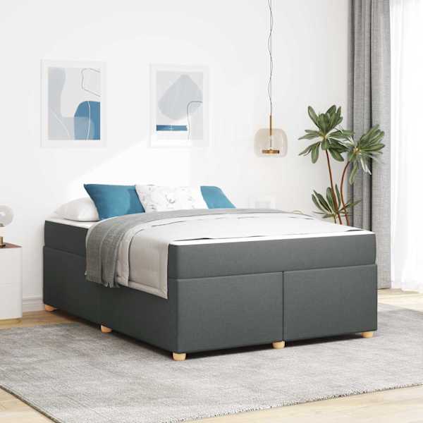 Voodiraam koos madratsiga, tumehall, 160 × 200 cm, kangas — mudel 3399364