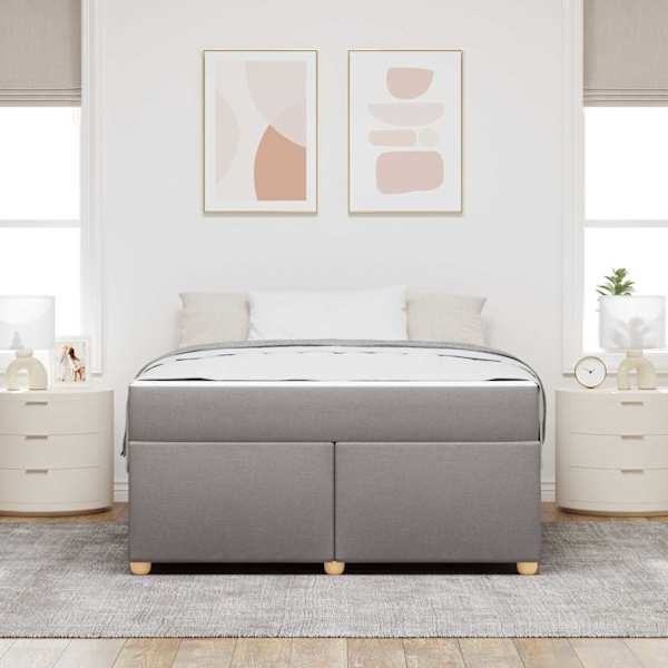 Voodiraam koos madratsiga, pruunikashall, 160 × 200 cm, kangas — mudel 3399367