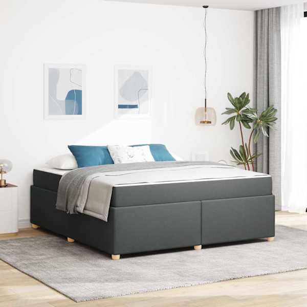 Voodiraam koos madratsiga, tumehall, 180 × 200 cm, kangas — mudel 3399371