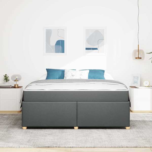 Voodiraam koos madratsiga, tumehall, 180 × 200 cm, kangas — mudel 3399371