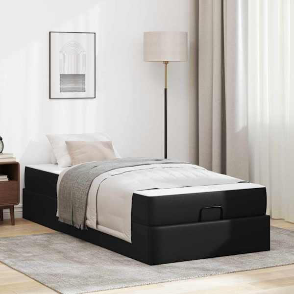 Panipaigaga voodiraam koos madratsiga, must, 90 × 190 cm — mudel 3399405