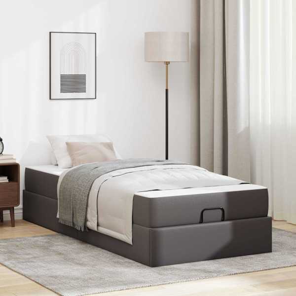 Panipaigaga voodiraam koos madratsiga, hall, 100 × 200 cm — mudel 3399415
